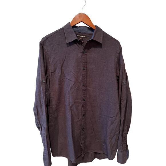 Michael Kors herringbone flannel button down shirt L - Picture 1 of 5